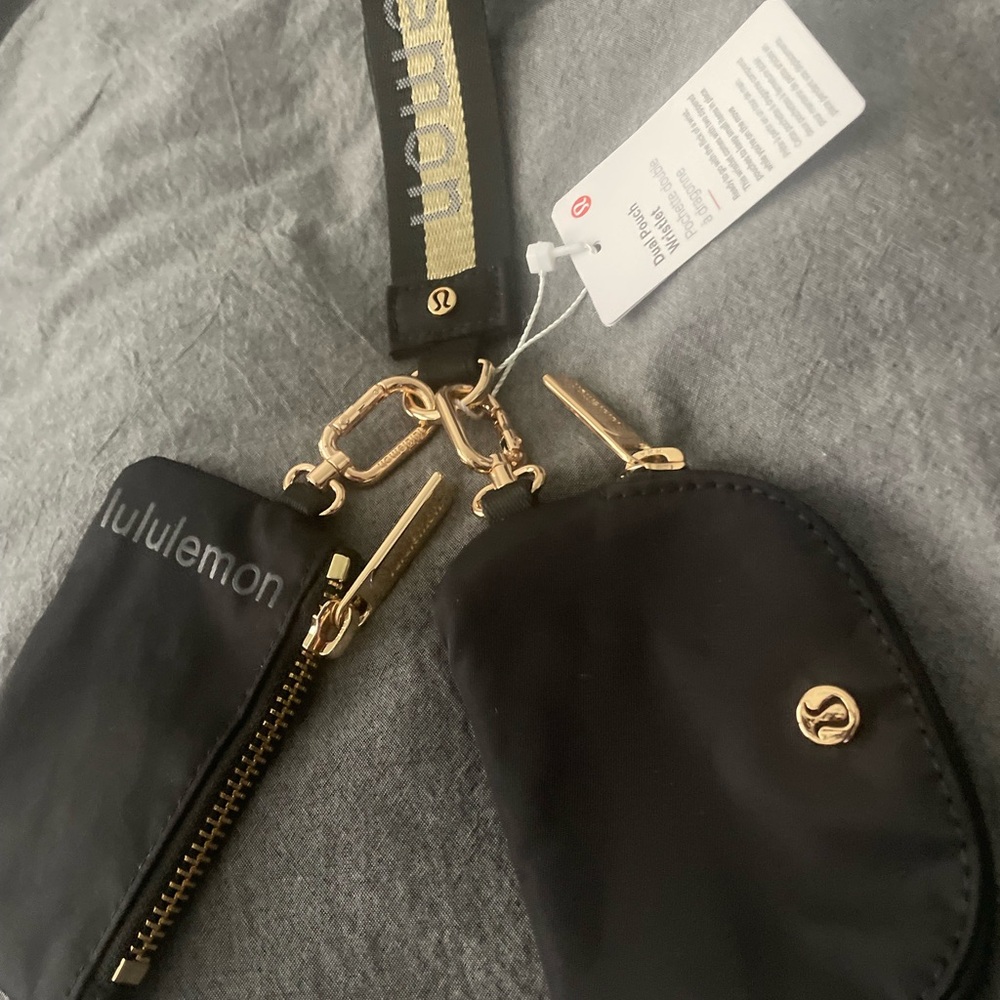 Lululemon Dual Pouch Wristlet Gold Black